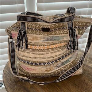 O’Neal Bohemian Striped Tote Bag with Tassels